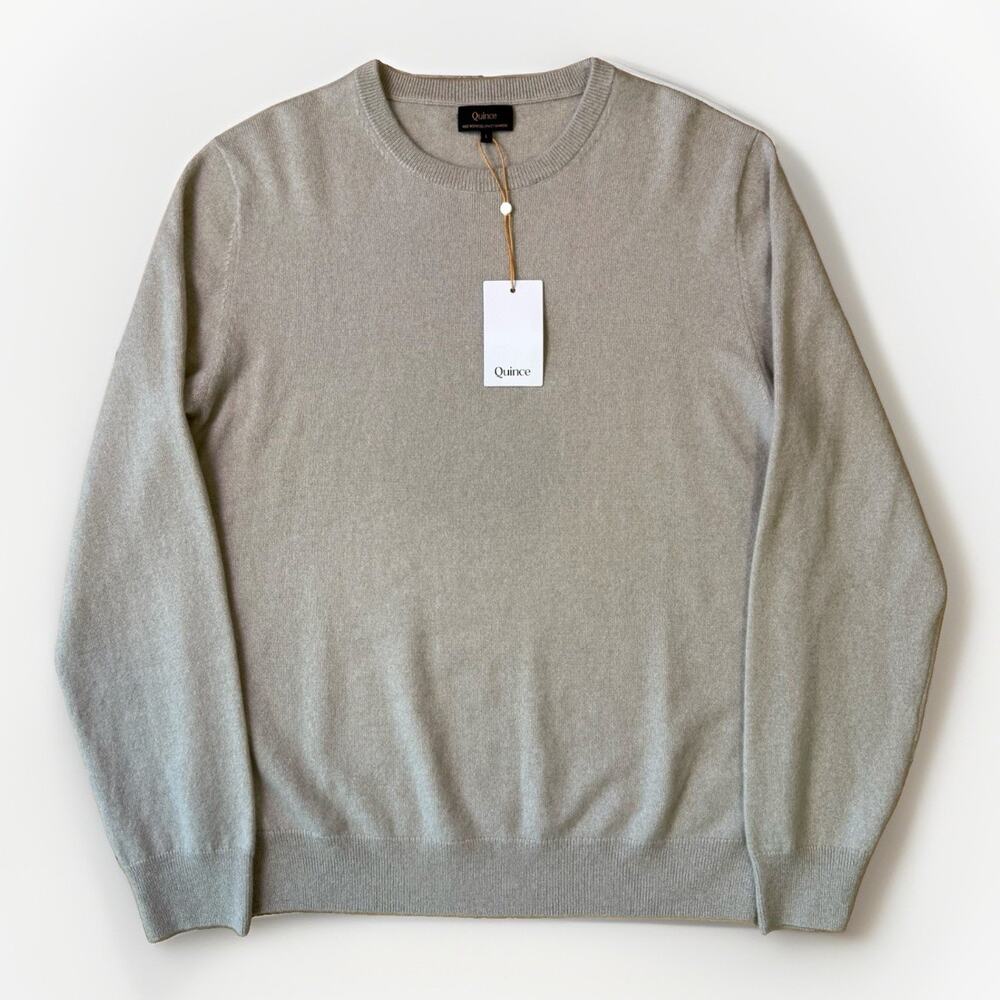 Quince Cashmere Sweater Women's Large Beige Comfy Minimalist NWT